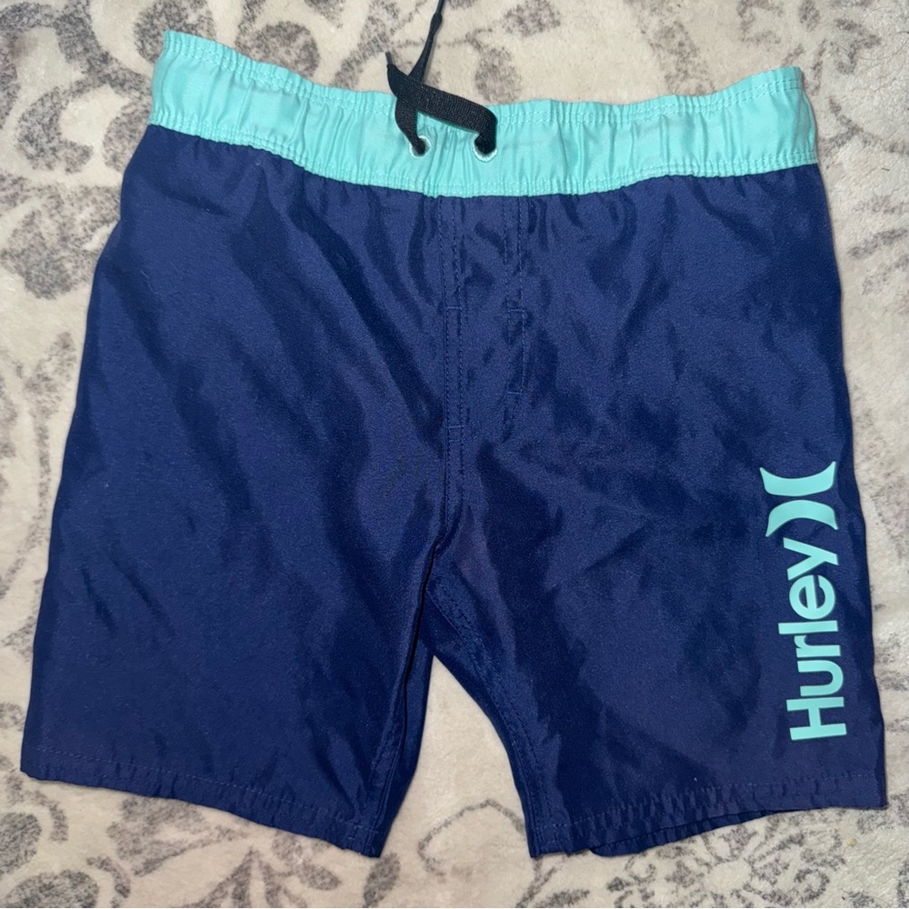 Hurley Swim Shorts‎ Youth 4 Lined Draw String Teal Min Blue Beach